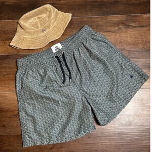 ORIGEN MAN Men's Bucket Hat with Navy/Yellow /Logo pattern Swim Shorts Set